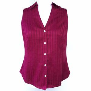 Ann Taylor Magenta Sleeveless Button Top Size 8 Petite